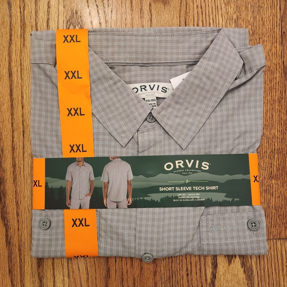 New With Tags ORVIS Short Sleeve Tech Shirt XXL, Upf 30+, Quick Dry